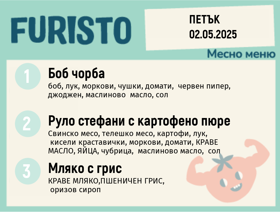 Меню 02.05 месно 200гр.