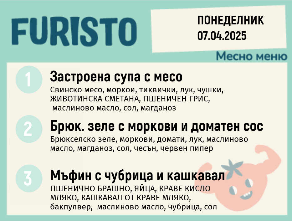 Меню 07.04 месно 200гр. 