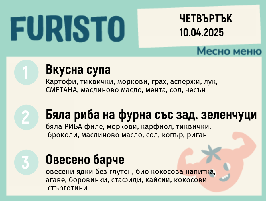 Меню 10.04 месно 200гр. 