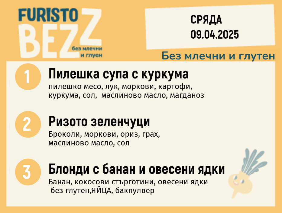 Меню без млечни и глутен  09.04  200гр. 