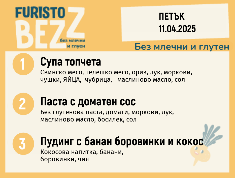 Меню без млечни и глутен  11.04  200гр. 