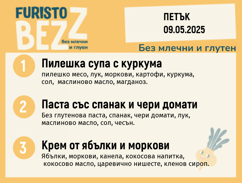 Меню без млечни и глутен  09.05 200гр.