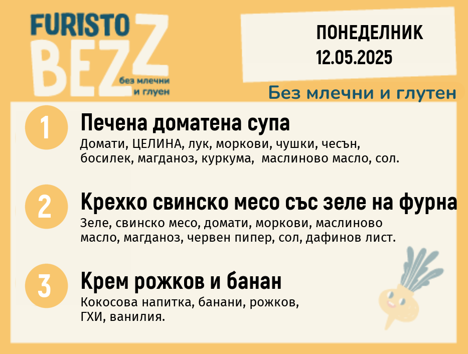 Меню без млечни и глутен  12.05 200гр.