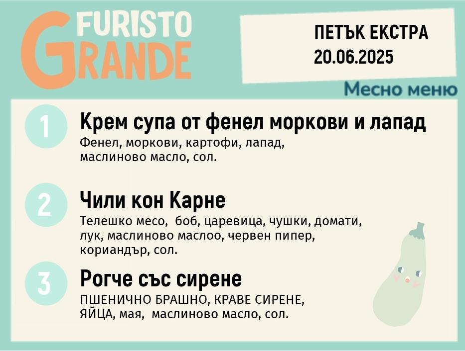Меню 20.06  Екстра месно 300гр.