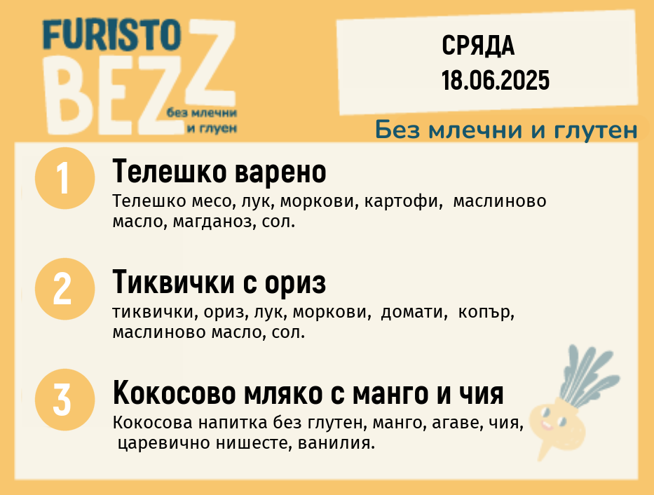 Меню без млечни и глутен  18.06  200гр.