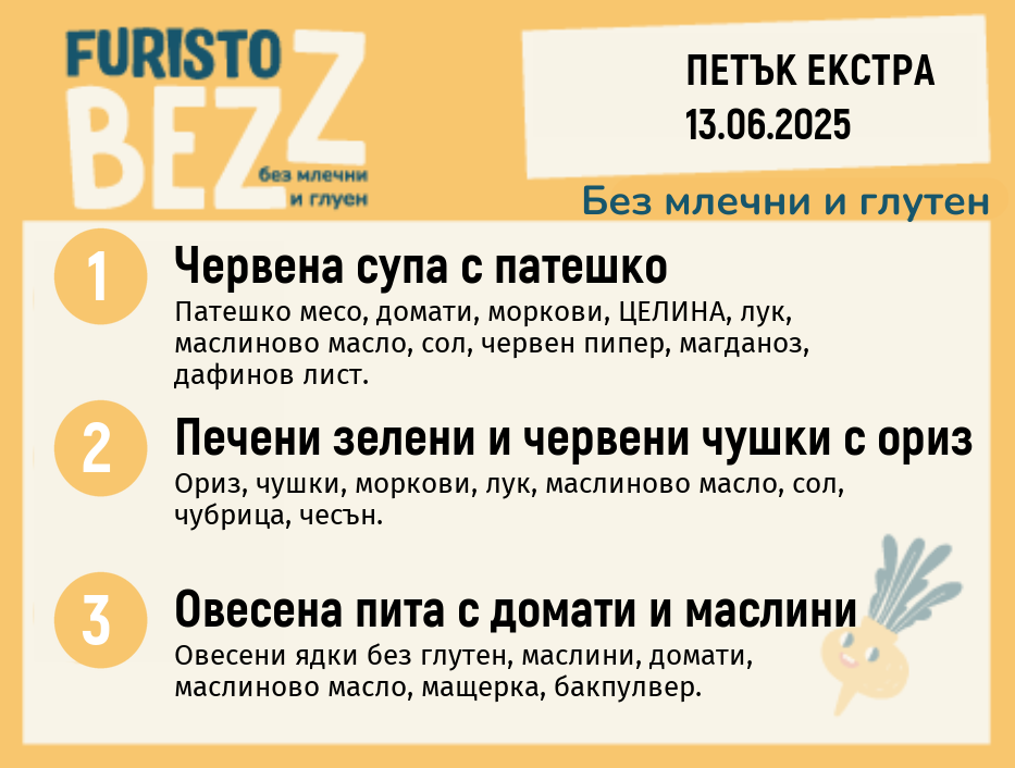 Меню без млечни и глутен  Екстра 13.06  200гр.