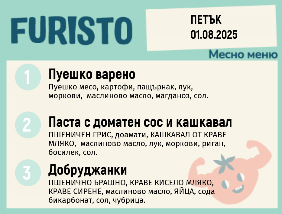 Меню 01.08 месно 200гр.