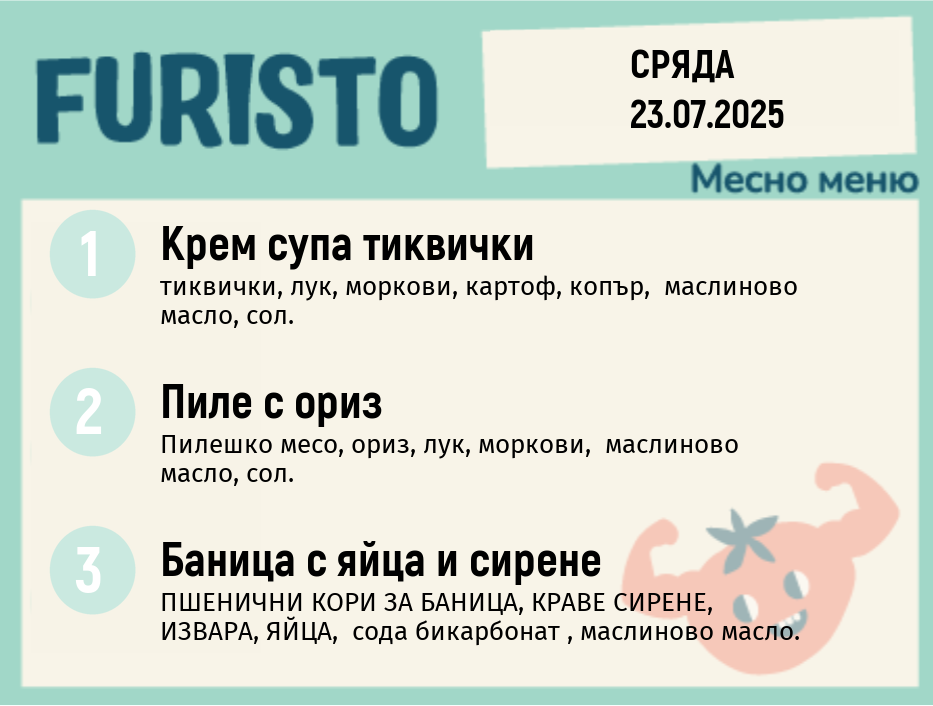 Меню 23.07 месно 200гр. 