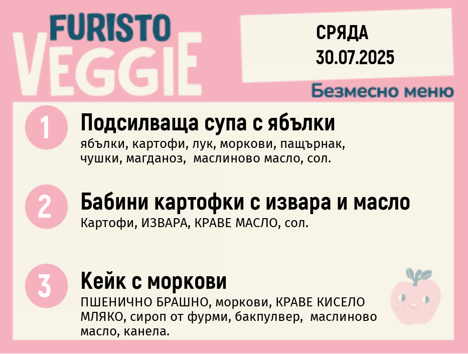 Меню 30.07 безмесно 200гр.