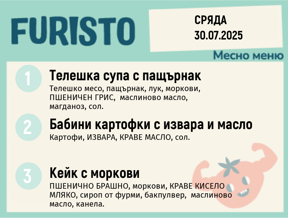 Меню 30.07 месно 200гр. 