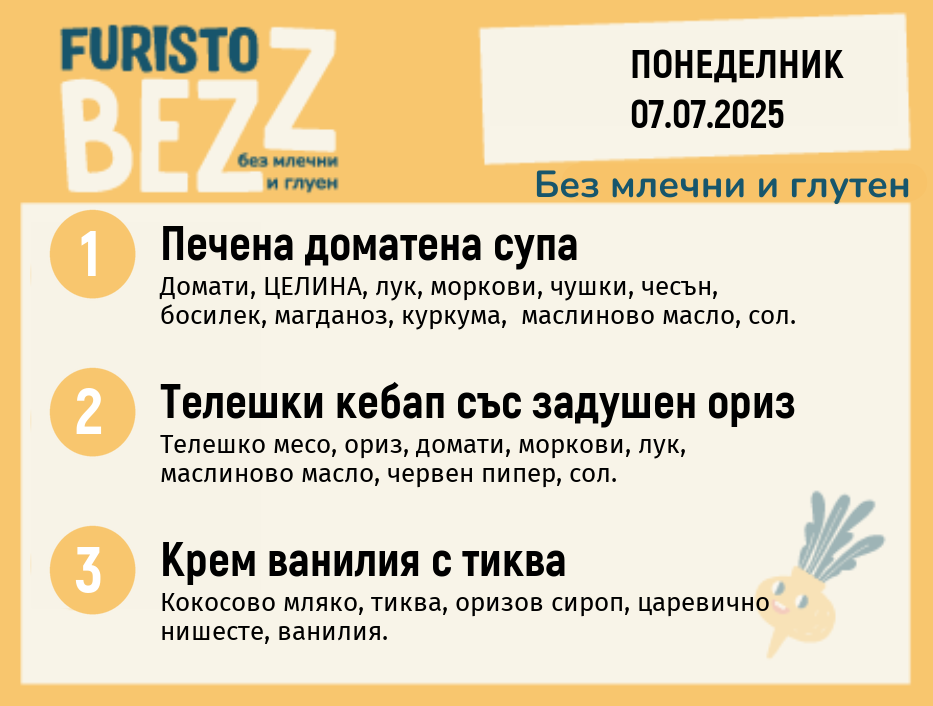 Меню без млечни и глутен 07.07 200гр. 