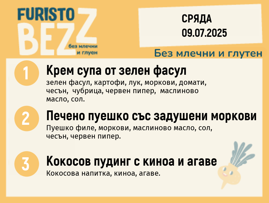 Меню без млечни и глутен  09.07  200гр. 