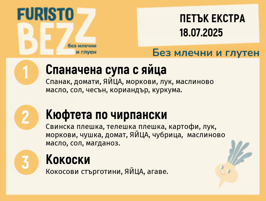 Меню без млечни и глутен  Екстра 18.07  200гр. 