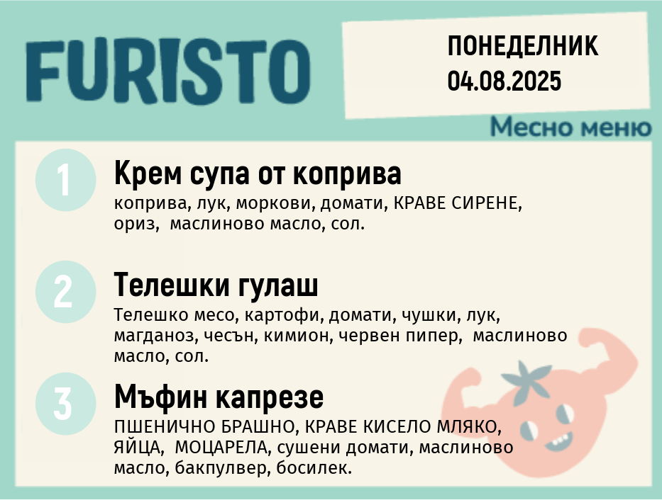 Меню 04.08 месно 200гр. 