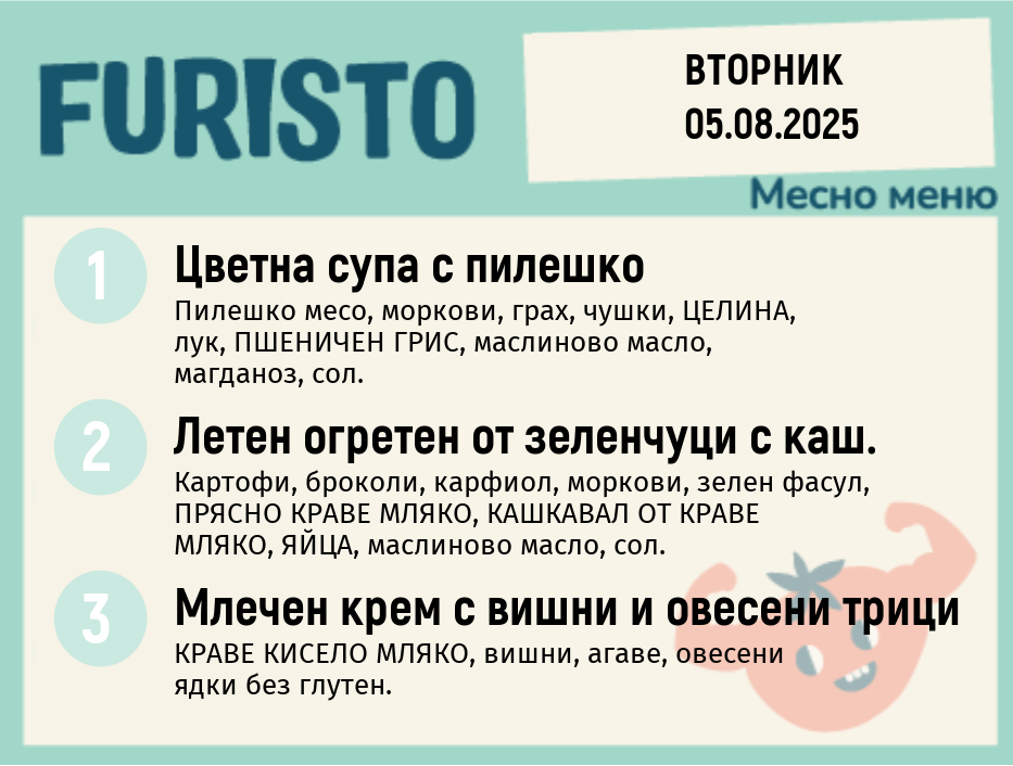 Меню 05.08 месно 200гр.