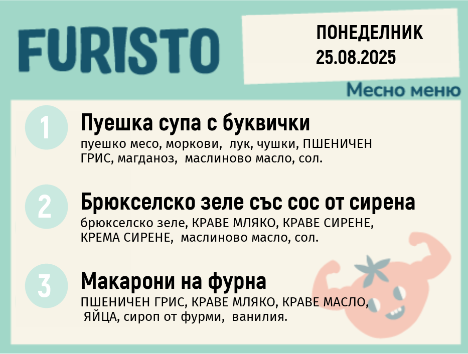 Меню 25.08 месно 200гр. 