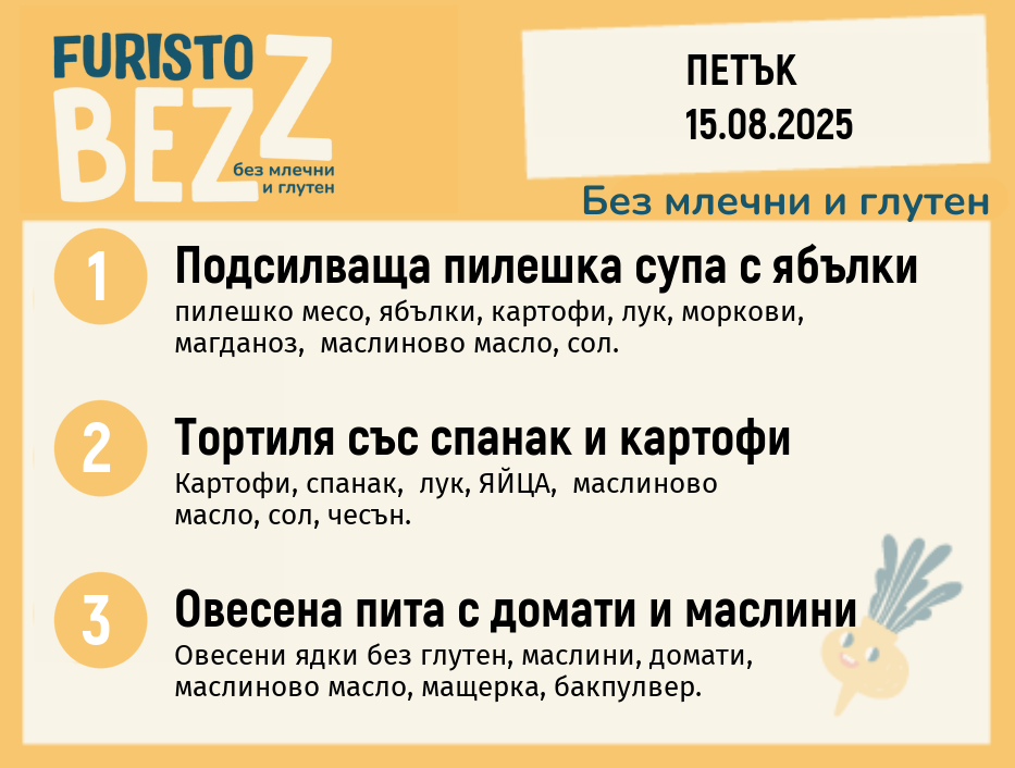 Меню без млечни и глутен  15.08 200гр.