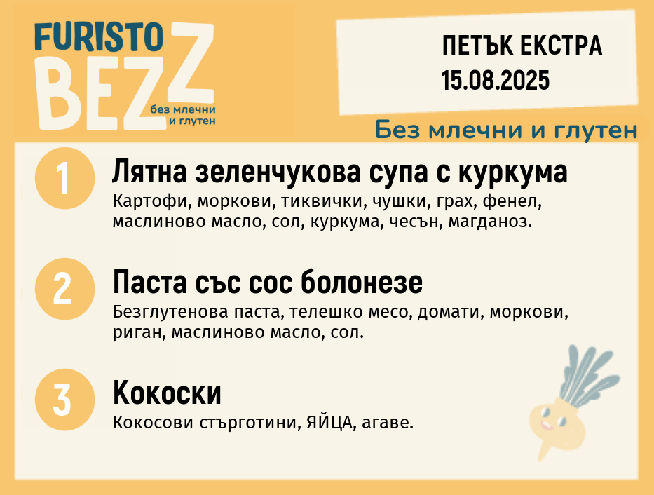 Меню без млечни и глутен  Екстра 15.08  200гр.