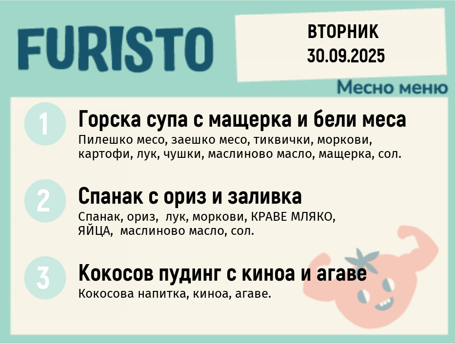 Меню 30.09 месно 200гр. 