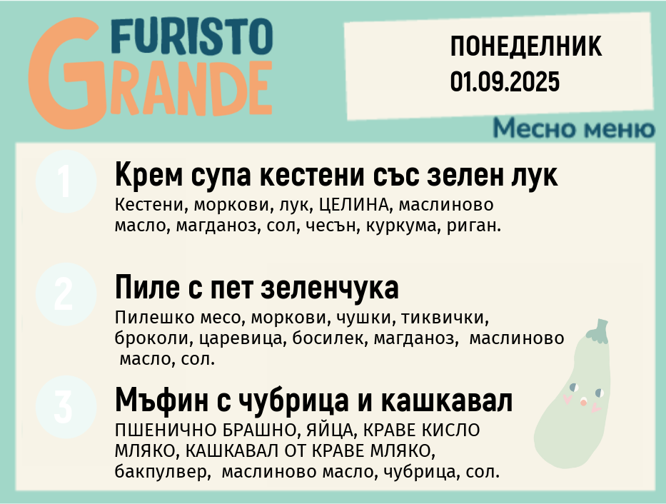 Меню 01.09 месно 300гр. 