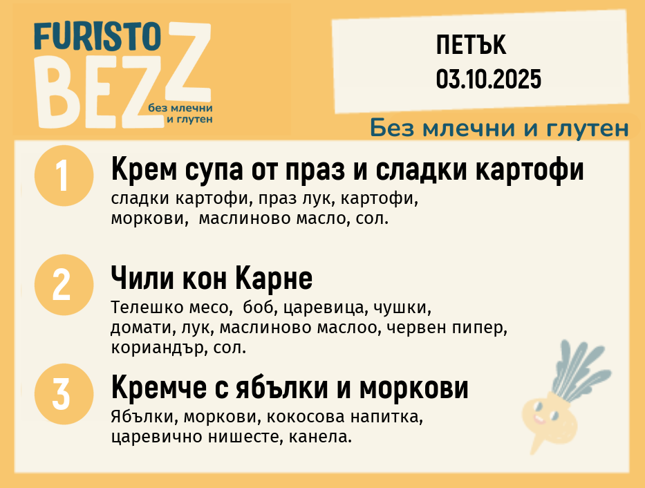 Меню без млечни и глутен 03.10 200гр.