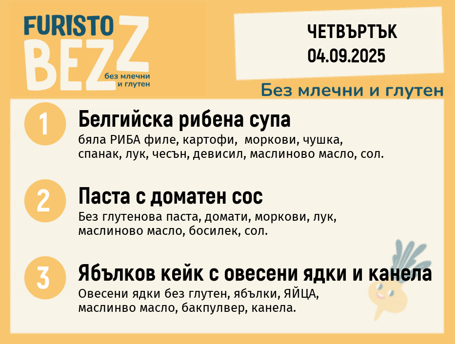 Меню без млечни и глутен  04.09  200гр.