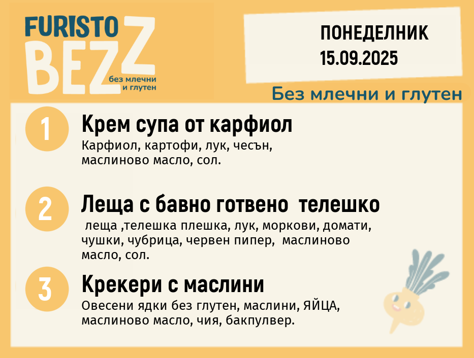 Меню без млечни и глутен  15.09  200гр.