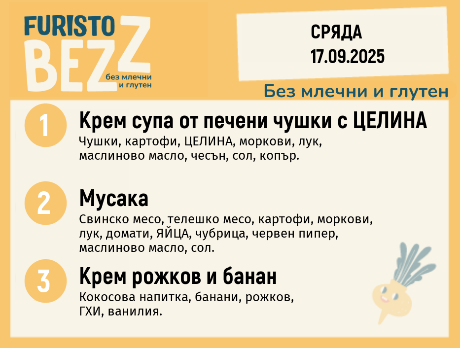 Меню без млечни и глутен  17.09  200гр.