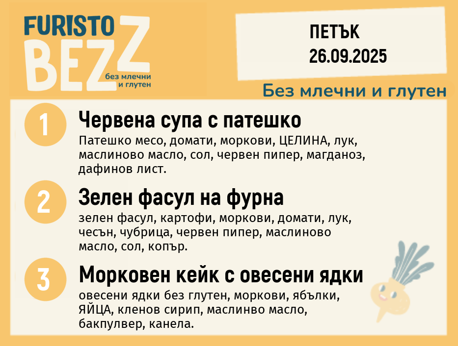 Меню без млечни и глутен 26.09  200гр.