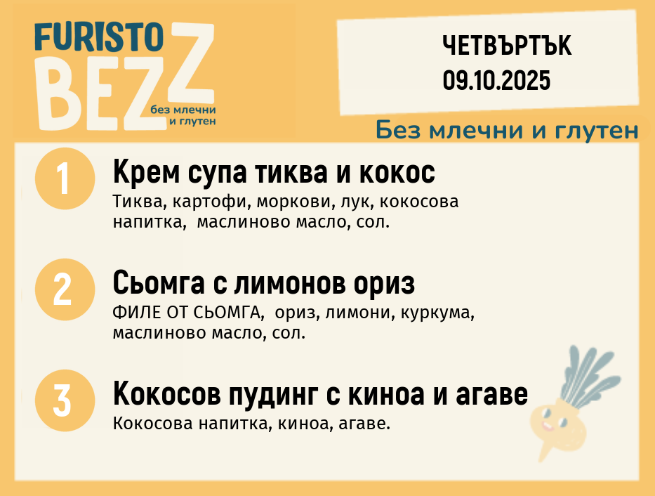 Меню без млечни и глутен  09.10  200гр. 