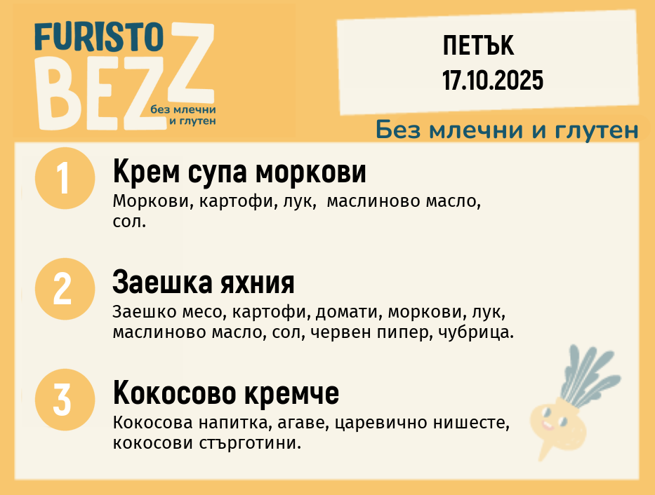 Меню без млечни и глутен  17.10  200гр.