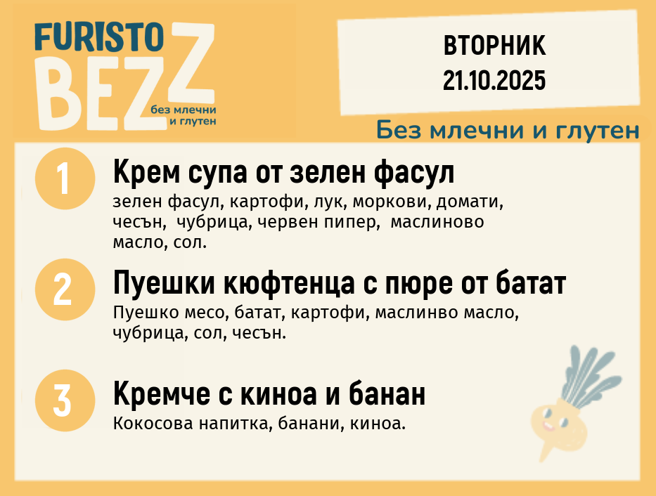 Меню без млечни и глутен  21.10  200гр. 