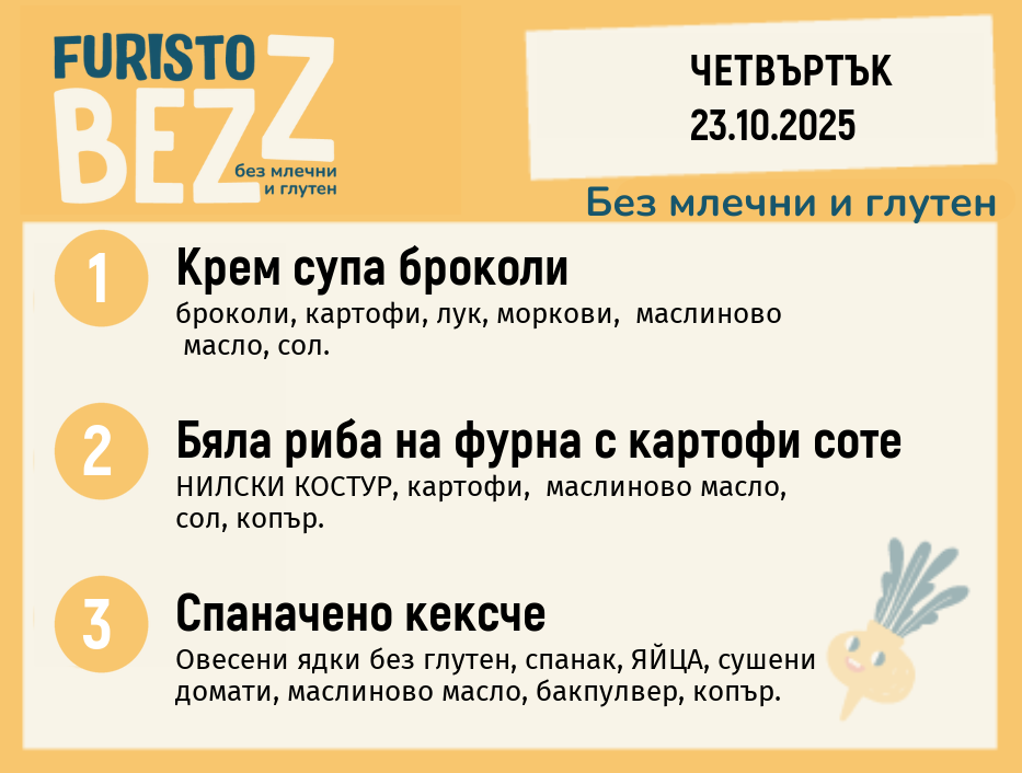 Меню без млечни и глутен  23.10 200гр.