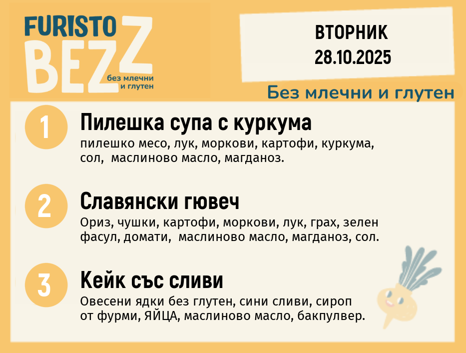 Меню без млечни и глутен 28.10 200гр. 