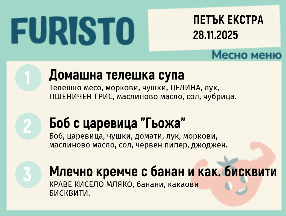 Меню 28.11 Екстра месно 200гр. 