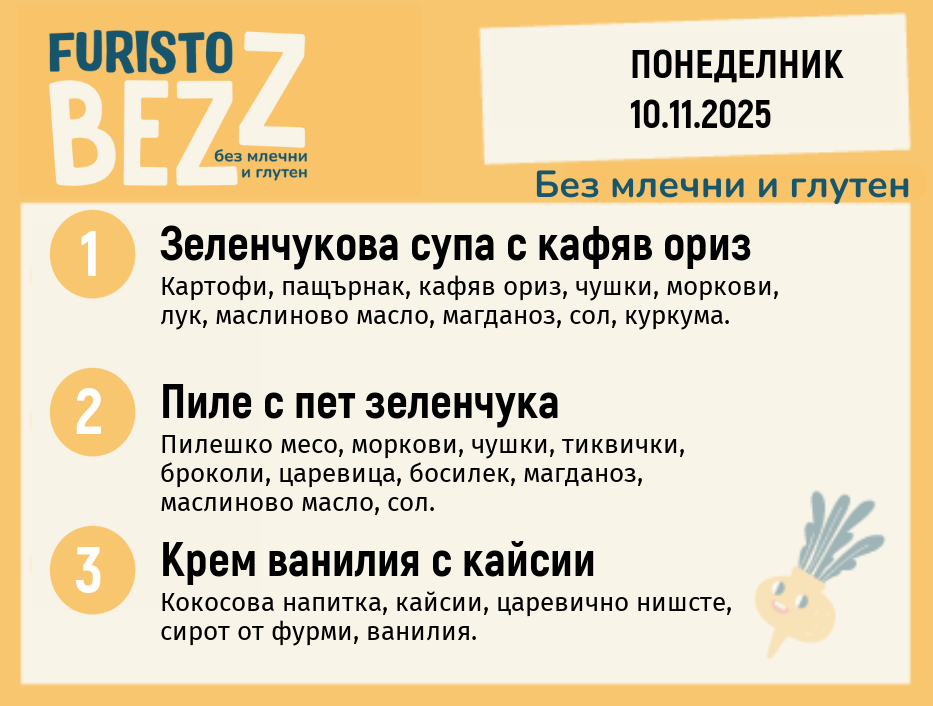 Меню без млечни и глутен  10.11 200гр.