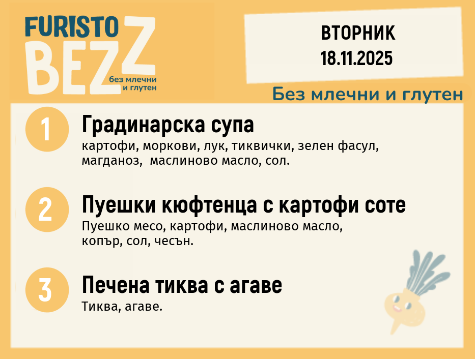 Меню без млечни и глутен  18.11 200гр.