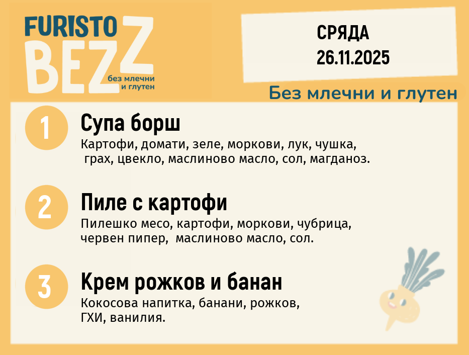 Меню без млечни и глутен  26.11  200гр. 