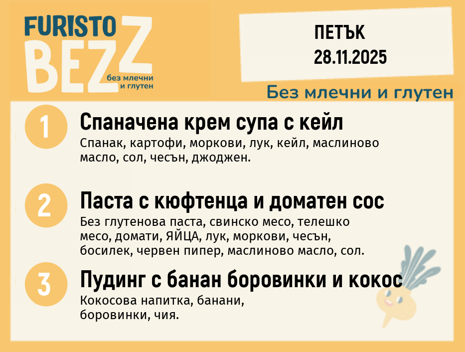 Меню без млечни и глутен 28.11 200гр. 