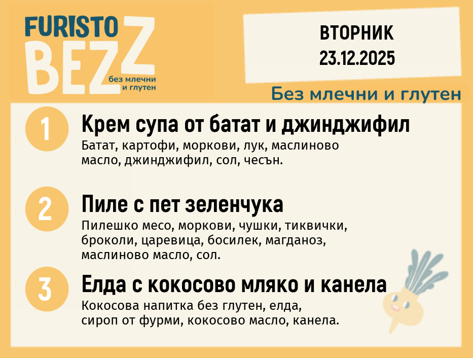 Меню без млечни и глутен 23.12 200гр. 