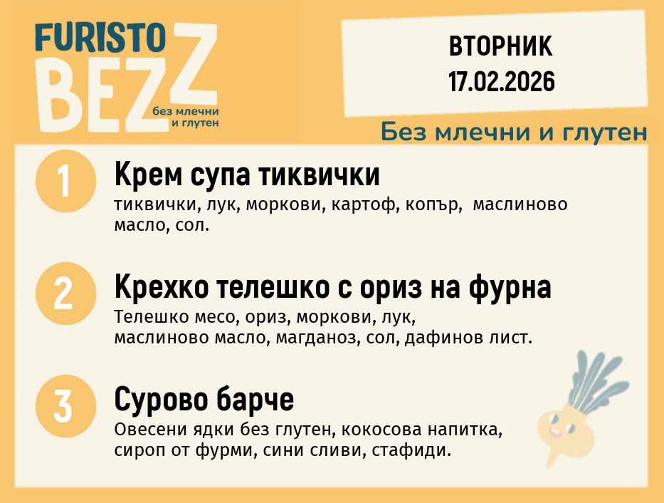 Меню без млечни и глутен 17.02 200гр. 