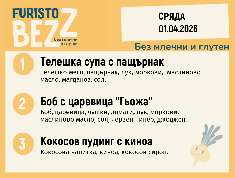 Меню без млечни и глутен 01.04 200гр.