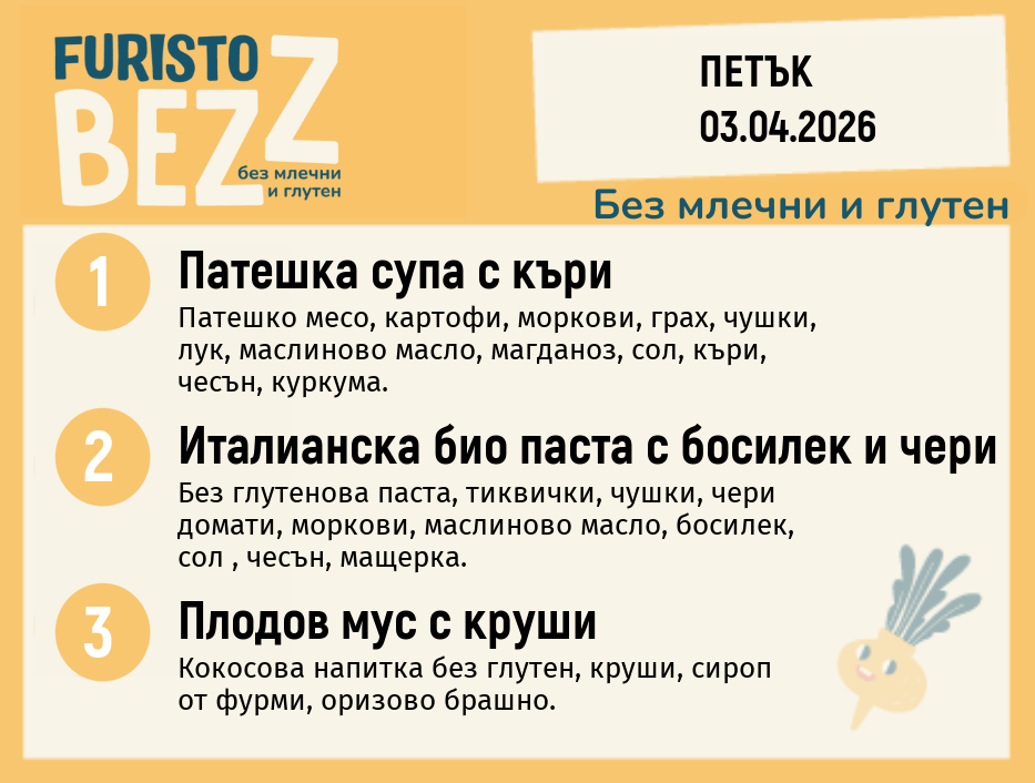 Меню без млечни и глутен 03.04 200гр. 