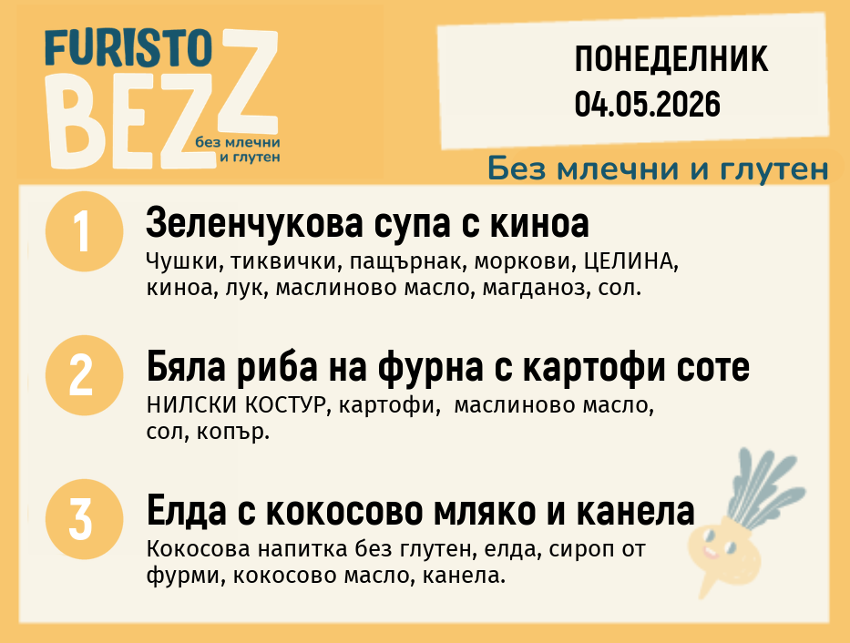 Меню без млечни и глутен 04.05 200гр. 