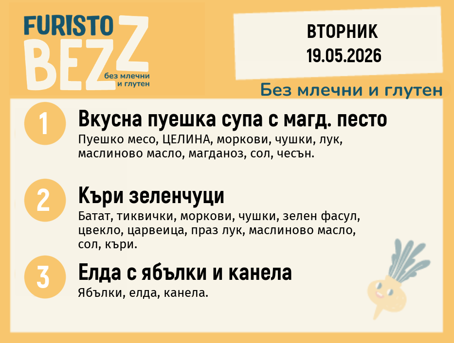 Меню без млечни и глутен 19.05  200гр. 