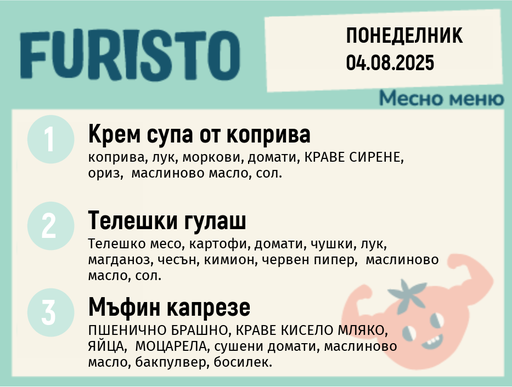 [DY.07.25.5936] Меню 04.08 месно 200гр. 