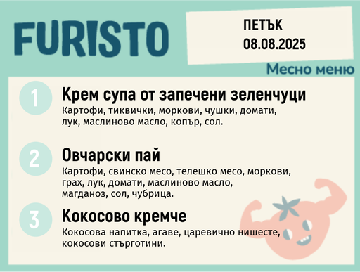 [DY.07.25.5944] Меню 08.08 месно 200гр. 