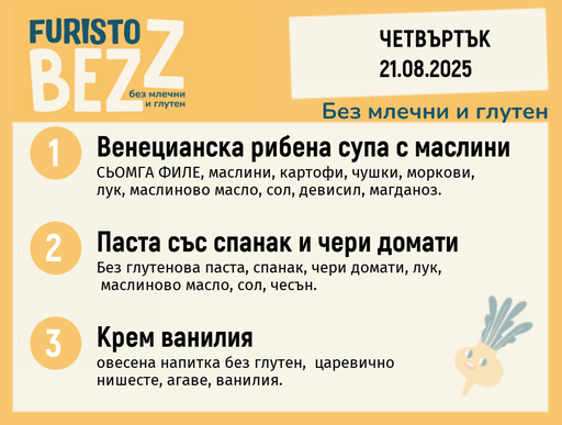 [DY.07.25.5878] Меню без млечни и глутен  21.08  200гр.