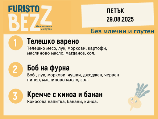 [DY.07.25.5885] Меню без млечни и глутен  29.08  200гр. 