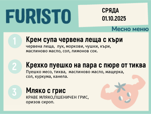 [DY.08.25.6280] Меню 01.10 месно 200гр.